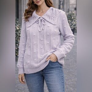 Sandy Liang Light Purple Cowl Neck Sweater